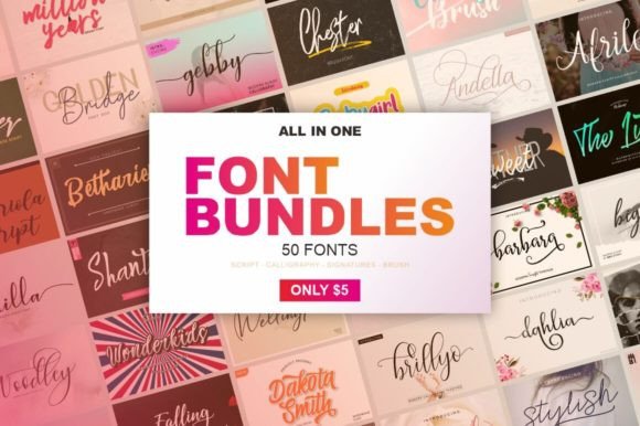 All in One Font Bundles: 50 Handwritten Styles