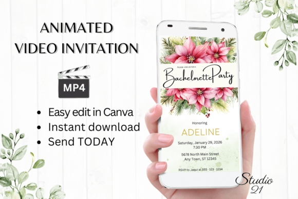 Christmas Bachelorette Evite W6196 Guide