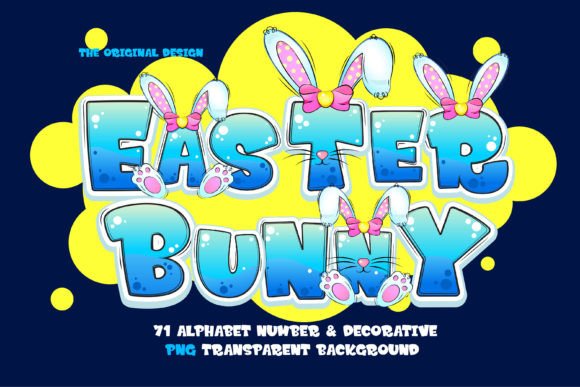 Easter Bunny Blue Alphabet PNG