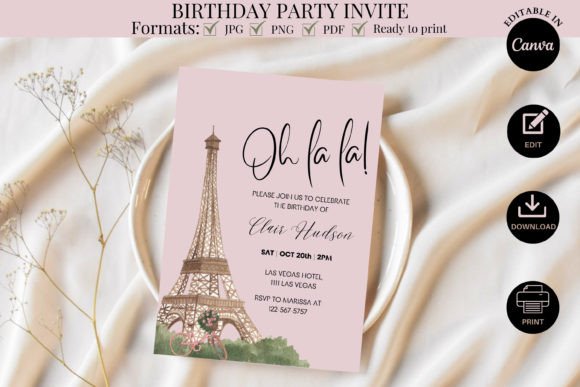 Oh La La Birthday Party Invite Template